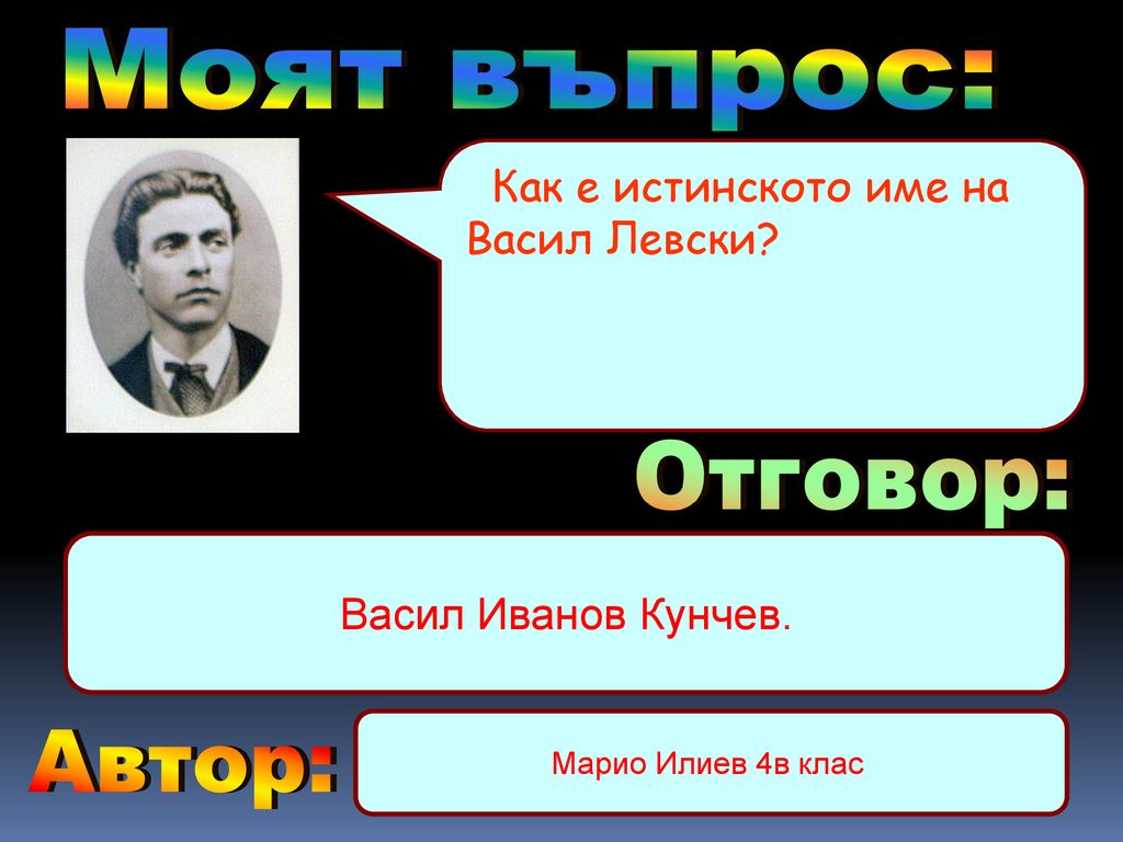Моят въпрос: Отговор: Автор: Как е истинското име на Васил Левски