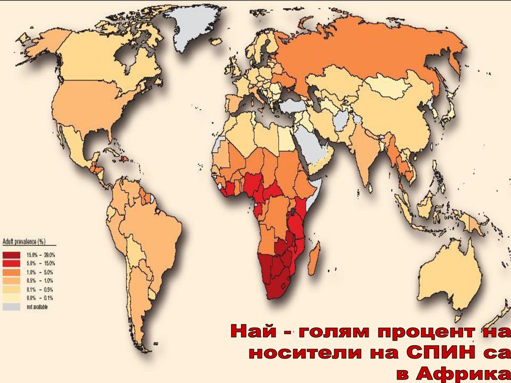 Най - голям процент на носители на СПИН са в Африка