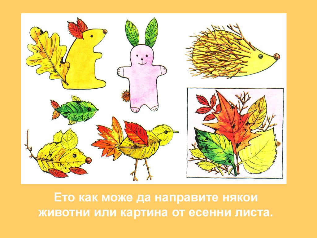 Ето как може да направите някои животни или картина от есенни листа.