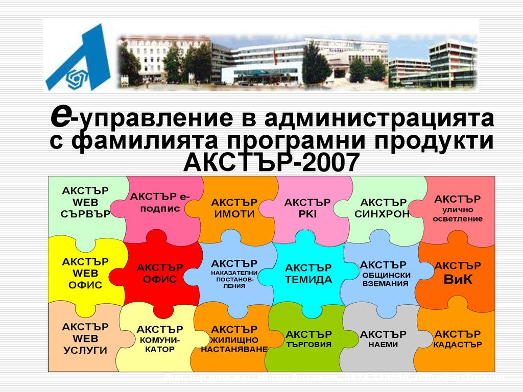 e-управление в администрацията с фамилията програмни продукти АКСТЪР-2007