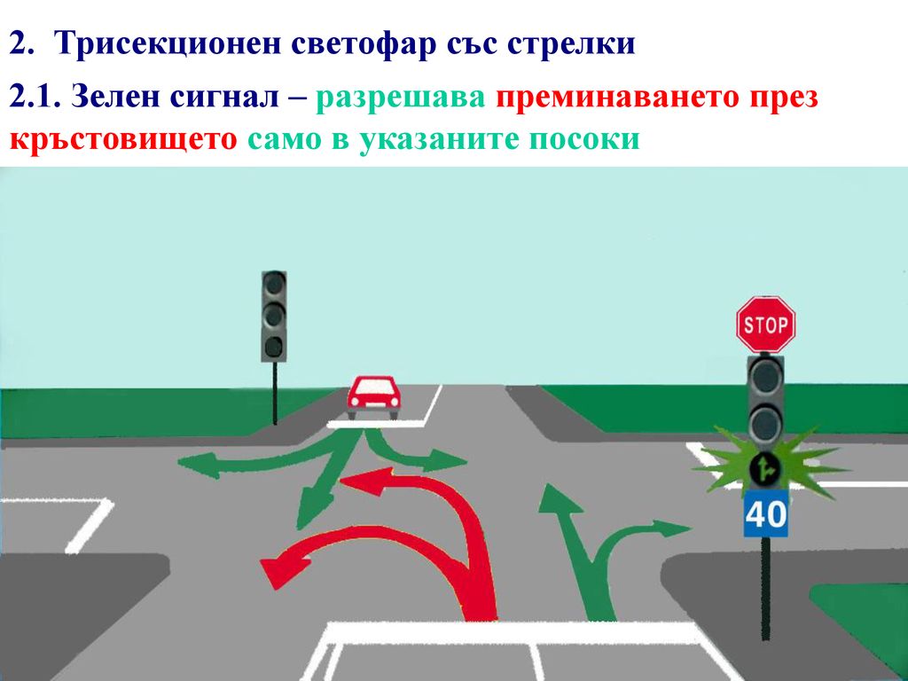 2. Трисекционен светофар със стрелки